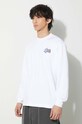 Lacoste longsleeve din bumbac alb TH2061