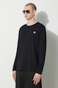 Bavlněné tričko s dlouhým rukávem Fred Perry černá M9602.102