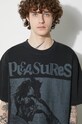 PLEASURES cotton t-shirt Gouge Heavyweight Shirt P23W039.BLACK black