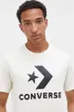 Βαμβακερό μπλουζάκι Converse μπεζ