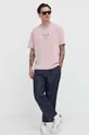 Βαμβακερό μπλουζάκι Guess Originals ροζ