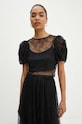 Rotate blouse Lace Puff Sleeve Top black 112727100