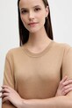 United Colors of Benetton t-shirt z jedwabiem beżowy 1ZRED10BK