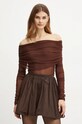 Bardot bluzka CAMELIA z elastanem brązowy 59320TB1