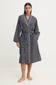 Dkny szlafrok bawełniany wzorzyste czarny YI10024