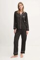 Lauren Ralph Lauren piżama tkanina czarny ILN92392