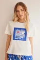 Βαμβακερή πιτζάμα μπλουζάκι women'secret MIX AND MATCH SEASIDES λευκό