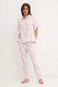 United Colors of Benetton pijamale de bumbac set roz 46CG3P00K