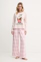 Βαμβακερή μπλούζα πιτζάμας με μακριά μανίκια United Colors of Benetton x DISNEY 34NB3M07I ροζ NC24