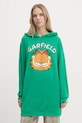 Поларен суичър United Colors of Benetton x GARFIELD с качулка зелен 3DFQ3M06K