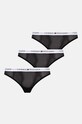 Tanga Tommy Hilfiger 3-pack tanga černá UW0UW05532