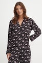 Juicy Couture camasa de pijama ESTELLE PYJAMA TOP munte negru JCLPT224503.703
