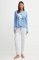 women'secret piżama bawełniana Momin nadruk niebieski 3138541
