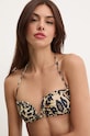 Bikini top Nanushka MANOU με μεταλλικές μπανέλες καφέ NW24PFHT07671