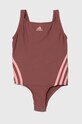 Jednodielne detské plavky adidas Performance 3S SWIMSUIT bez kostíc ružová IY5067