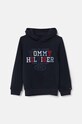 Dětská mikina Tommy Hilfiger s kapucí námořnická modř KB0KB09050.9BYH.116.122