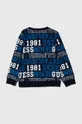 Otroški bombažen pulover Guess mornarsko modra