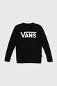 Vans hanorac de bumbac pentru copii CLASSIC II CREW print negru VN000K99BLK1