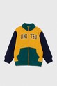 United Colors of Benetton hanorac de bumbac pentru copii cu modele galben 3J70G5033.P.Seasonal