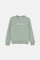 Dětská bavlněná mikina Calvin Klein Jeans IU0IU00680.128.176.9BYH zelená AW24