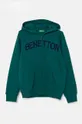 Дитяча бавовняна кофта United Colors of Benetton з капюшоном зелений 3J68C503X.G.Seasonal