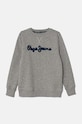 Dětská bavlněná mikina Pepe Jeans NEW LAMONTY CREW bez kapuce šedá PB581613