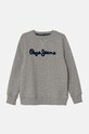 Pepe Jeans bluza bawełniana dziecięca NEW LAMONTY CREW aplikacja szary PB581613