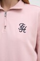 Βαμβακερή μπλούζα Tommy Hilfiger WW0WW43337 ροζ