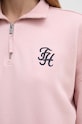Βαμβακερή μπλούζα Tommy Hilfiger WW0WW43337 ροζ