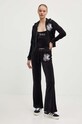 Juicy Couture bluza welurowa RENAISSANCE ROBYN HOODIE JCGAS224001.101 czarny AW24