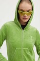 Dukserica od velura Juicy Couture HERITAGE ROBYN HOODIE zelena JCSEBJ007.677