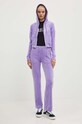 Juicy Couture bluza welurowa MADISON HOODIE JCWA122001.359 fioletowy AW24