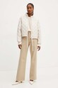 Памучен суичър Twinset 242TP2493 бежов AW24