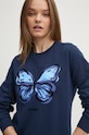 Desigual bluza bawełniana BUTTERLY granatowy 24WWSK05