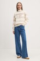 Βαμβακερή μπλούζα Tommy Jeans DW0DW19041 μπεζ AW24