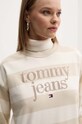 Βαμβακερή μπλούζα Tommy Jeans μπεζ DW0DW19041