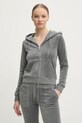 Велюрова кофта Juicy Couture ROBERTSON CLASS сірий JCAP176.694