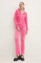 Juicy Couture bluza welurowa REGAL MADISON HOODIE JCBAS224828.679 różowy AW24