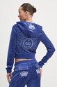 Oblečení Velurová mikina Juicy Couture HERITAGE CROWN ROBYN HOODIE JCGAS224011.484 modrá