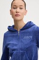 Velurová mikina Juicy Couture HERITAGE CROWN ROBYN HOODIE modrá JCGAS224011.484