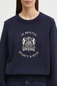 Bavlněný svetr Sporty & Rich Bristol Crest Cotton Knit námořnická modř WS065517621BL32
