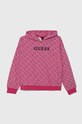 Guess bluza bawełniana dziecięca z kapturem różowy J4YQ00.KA6R4.9BYH