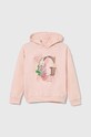 Dětská bavlněná mikina Guess J4YQ09.KAX74.9BYH růžová AW24