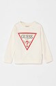 Dětská bavlněná mikina Guess bez kapuce béžová K4YQ10.KA6R3.9BYH
