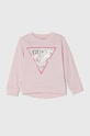 Παιδική βαμβακερή μπλούζα Guess χωρίς κουκούλα ροζ K4YQ10.KA6R3.9BYH