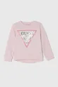 ροζ Παιδική βαμβακερή μπλούζα Guess Για κορίτσια