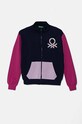 Dětská bavlněná mikina United Colors of Benetton bez kapuce fialová 3J68C503Y.G.Seasonal