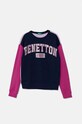 United Colors of Benetton bluza bawełniana dziecięca nadruk granatowy 3J68C10L8.G.Seasonal