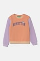 United Colors of Benetton bluza bawełniana dziecięca aplikacja pomarańczowy 3J70G10F8.P.Seasonal