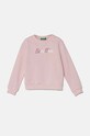 United Colors of Benetton bluza bawełniana dziecięca aplikacja różowy 3J70G10F8.P.Seasonal